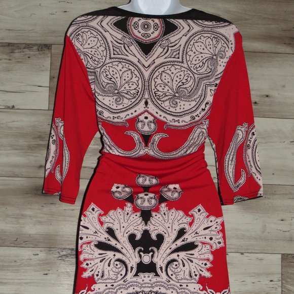 Ella Samani* Women's 3/4 Sleeve Boat Neck Curved Hem BOHO Design Blouse~ Size XL - Picture 3 of 10